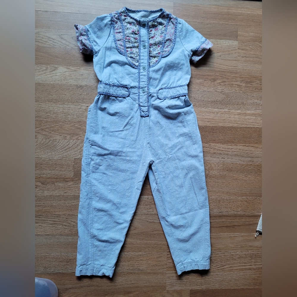 Zara Light Blue Romper with Floral Yoke